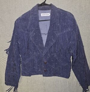 Vintage Actionwear USA Blue Fringe Western Jacket